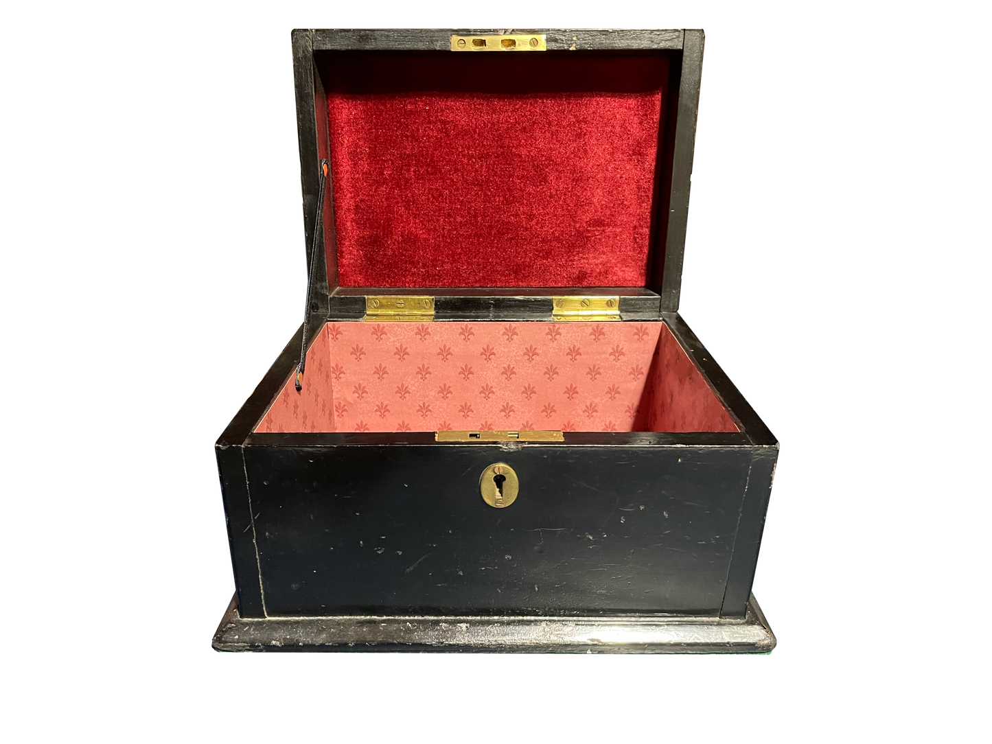 Large Antique High Gloss Black Wooden Box