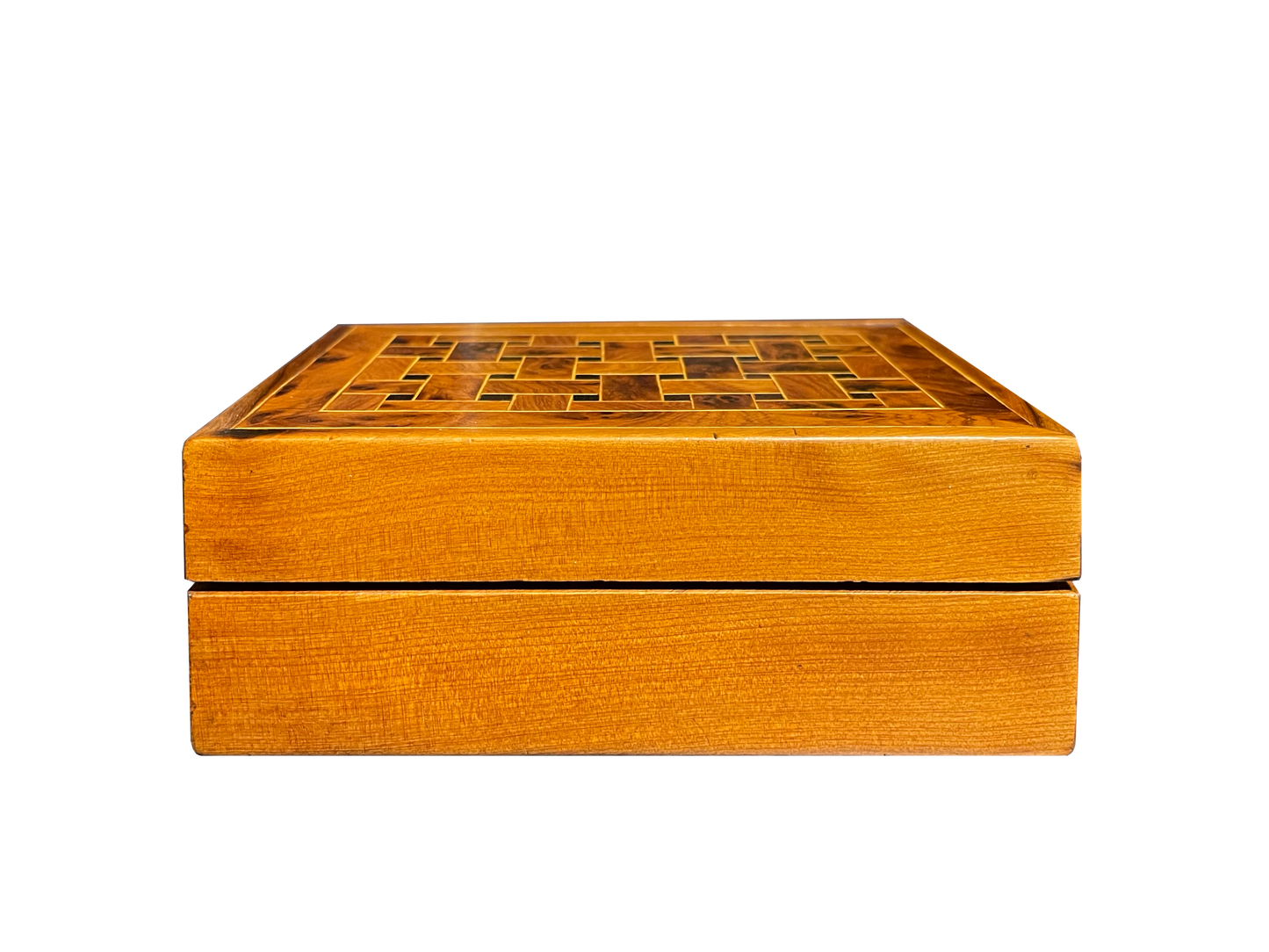 Small Walnut Box with Basket Weave Gold Inlay