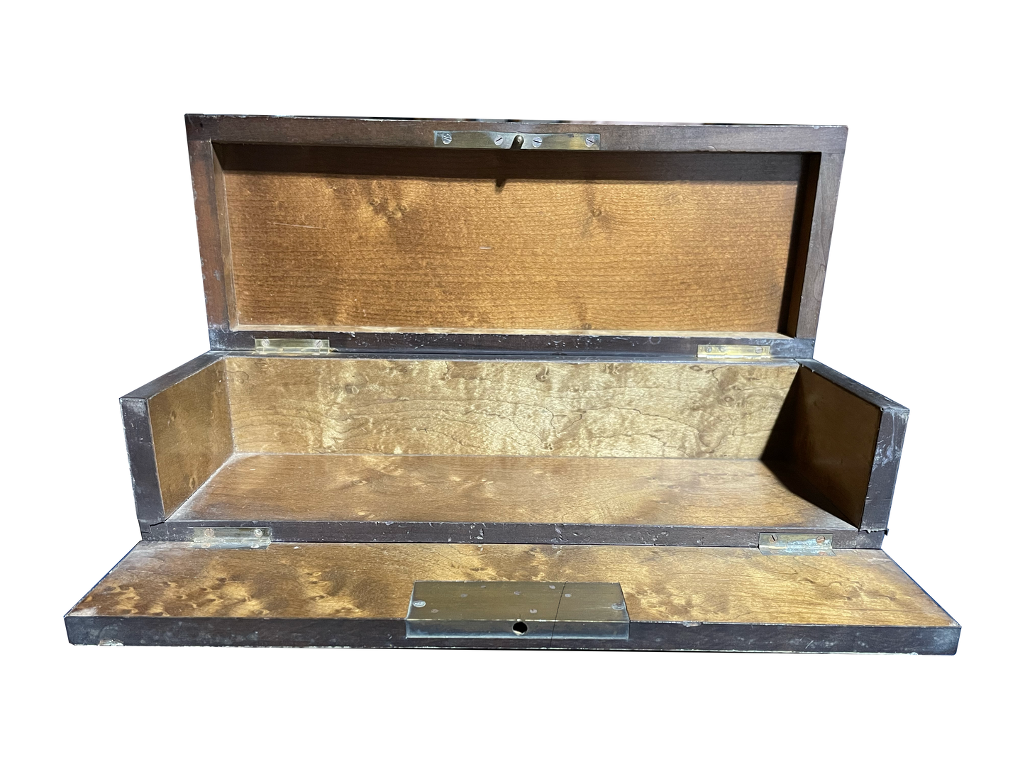 Medium Black Wooden Box with Mother of Pearl and Brass Details