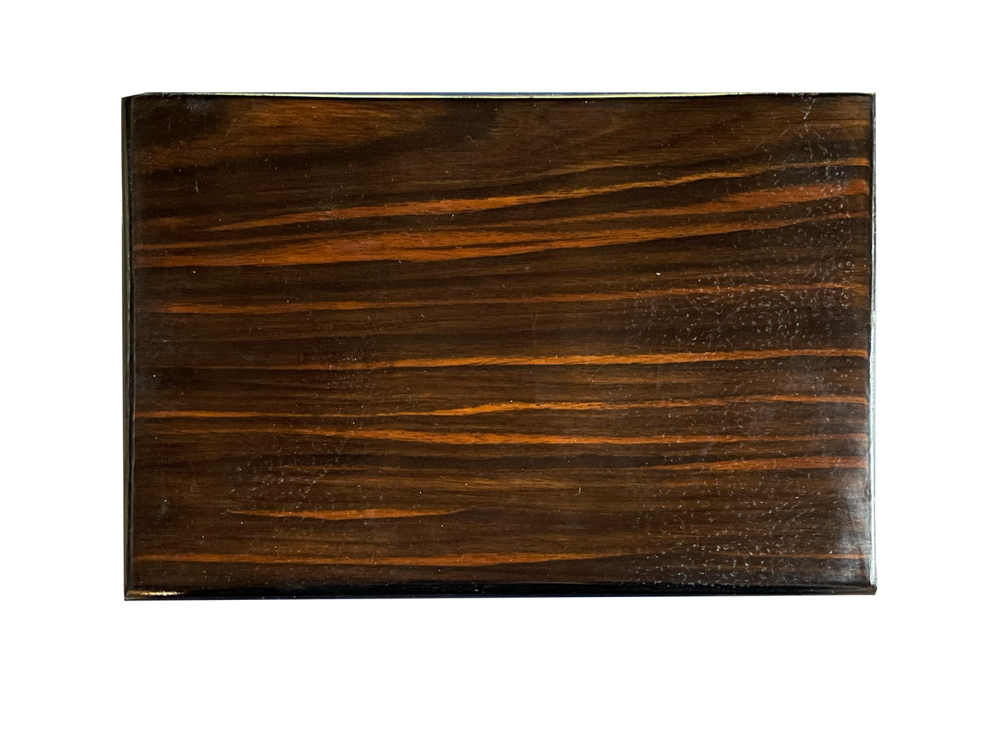 Antique Dark Wood Box with Green Velvet and Black Silk Interior
