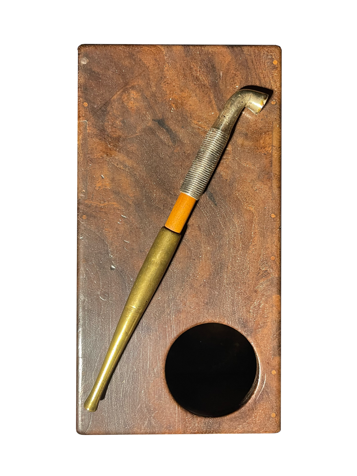 Small Antique Smoker's Box with Pipe