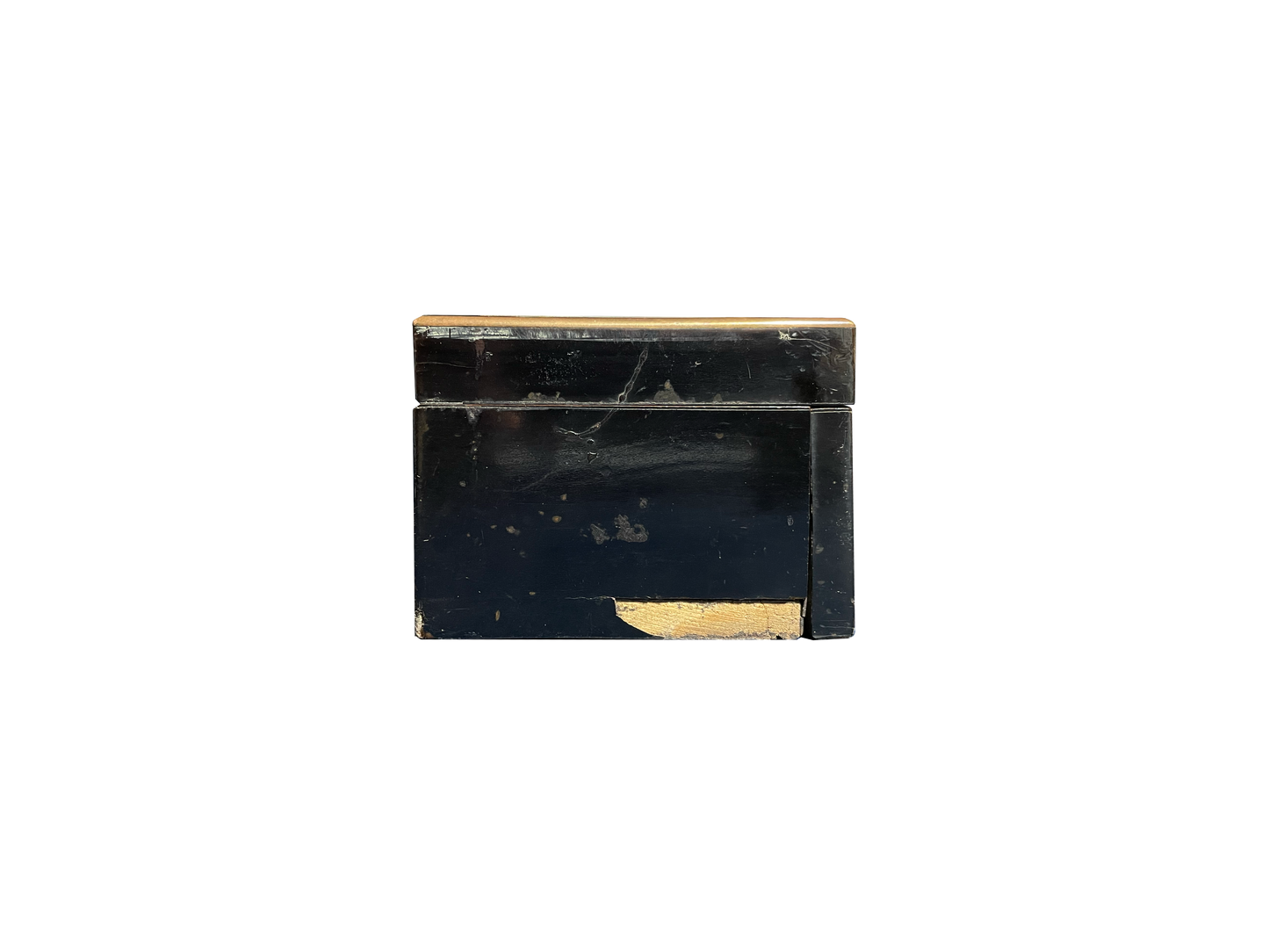 Medium Black Wooden Box with Mother of Pearl and Brass Details