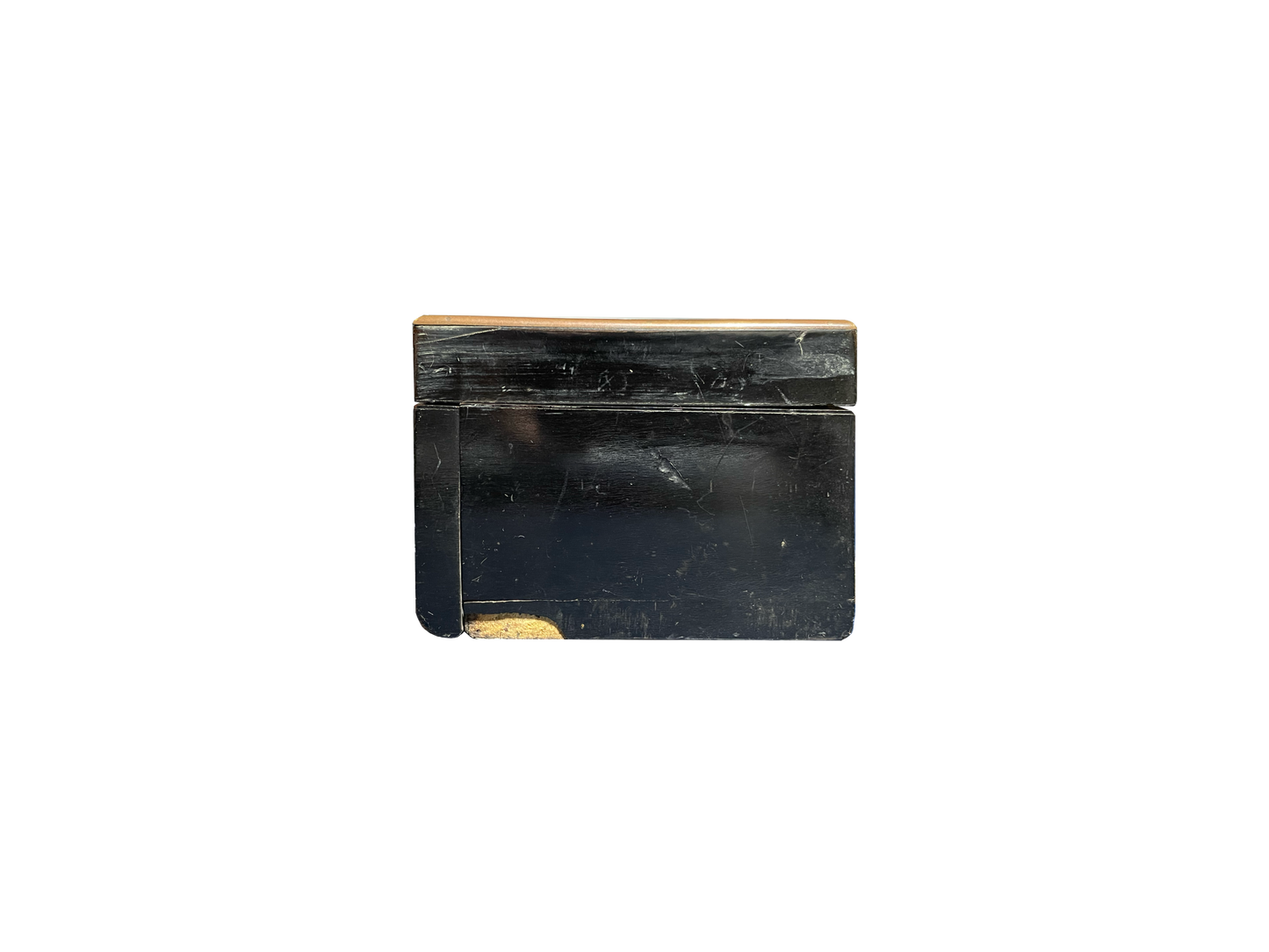 Medium Black Wooden Box with Mother of Pearl and Brass Details