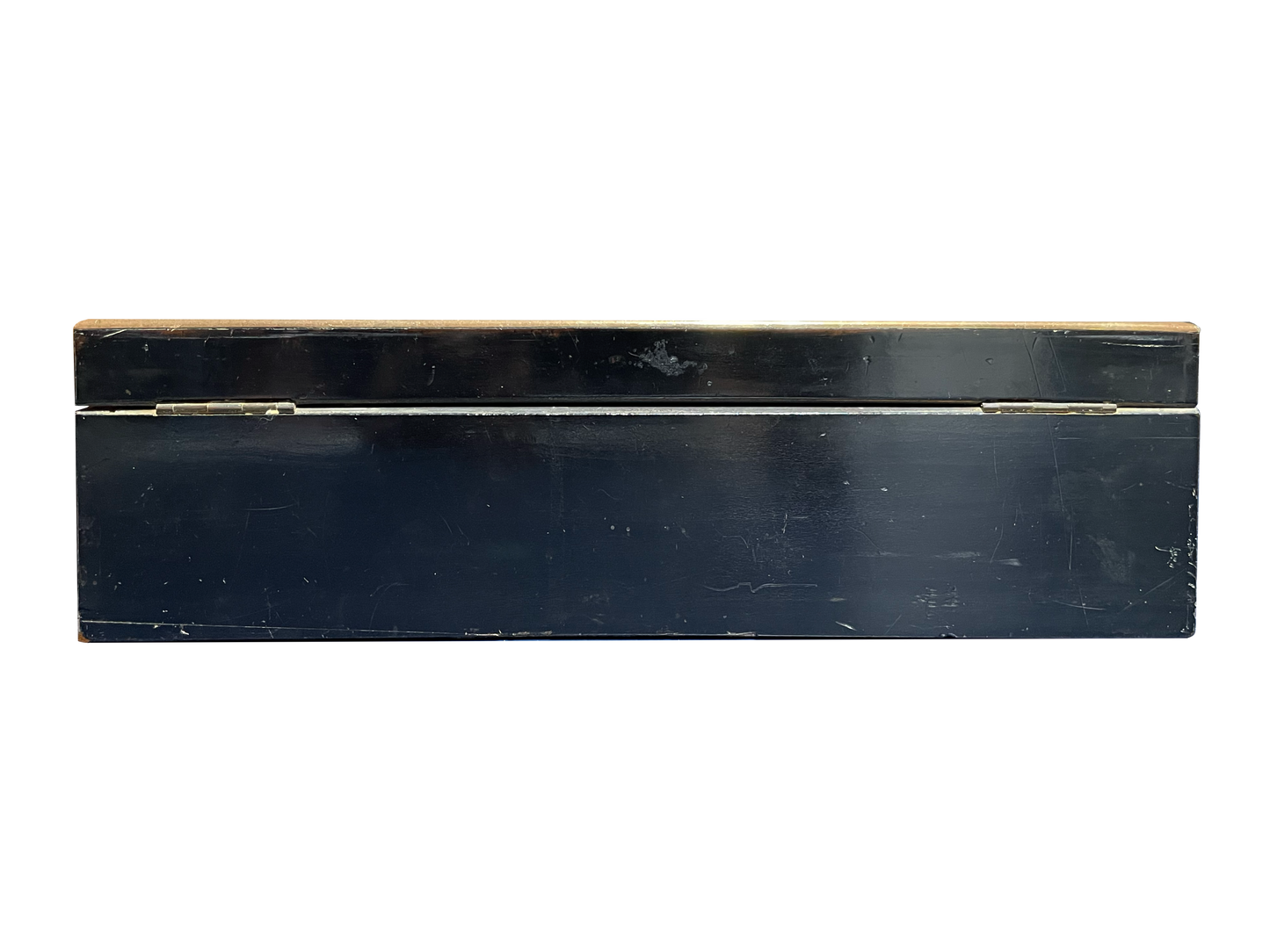 Medium Black Wooden Box with Mother of Pearl and Brass Details