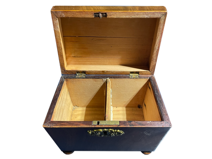 Dual Compartment Antique Box with Brass Detailing