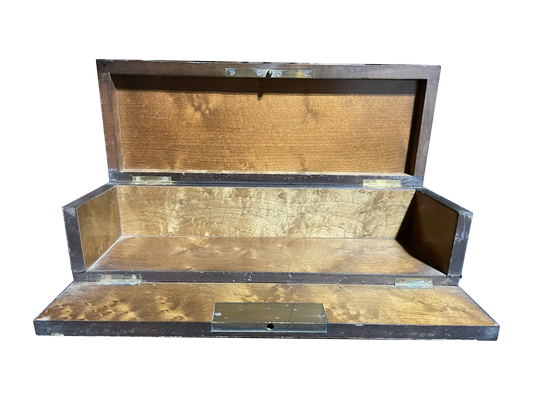 Medium Black Wooden Box with Mother of Pearl and Brass Details