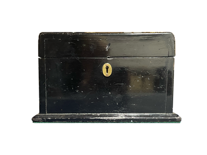 Large Antique High Gloss Black Wooden Box