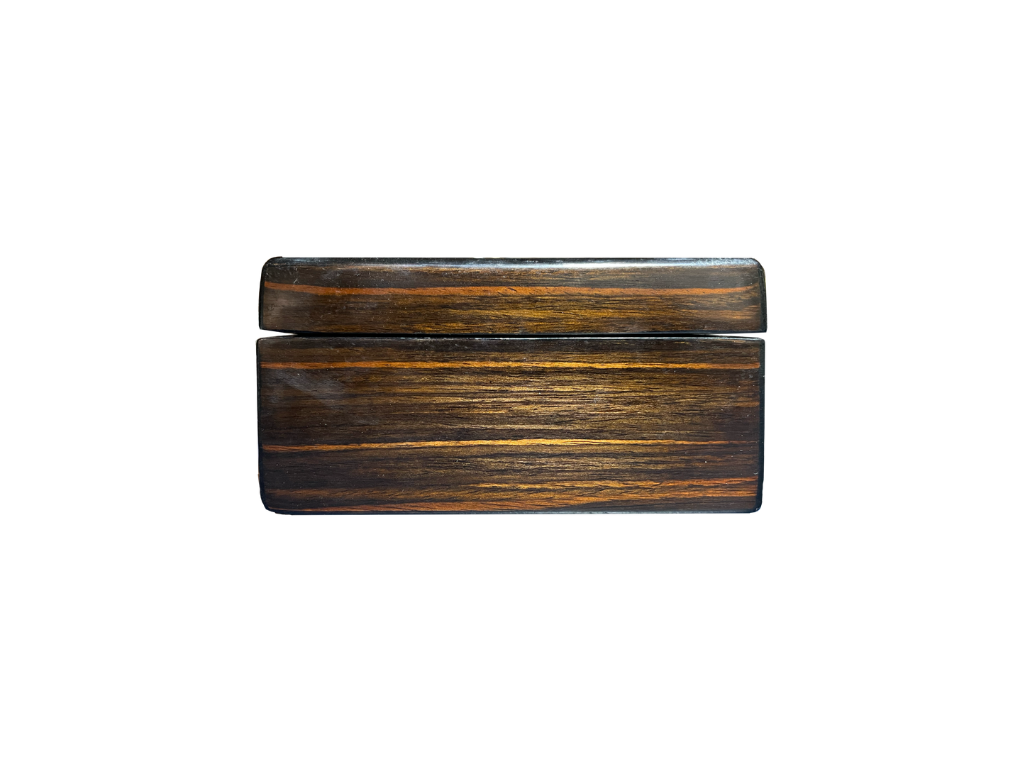 Antique Dark Wood Box with Green Velvet and Black Silk Interior