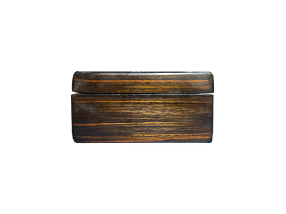Antique Dark Wood Box with Green Velvet and Black Silk Interior