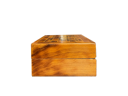 Small Walnut Box with Basket Weave Gold Inlay