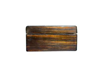 Antique Dark Wood Box with Green Velvet and Black Silk Interior