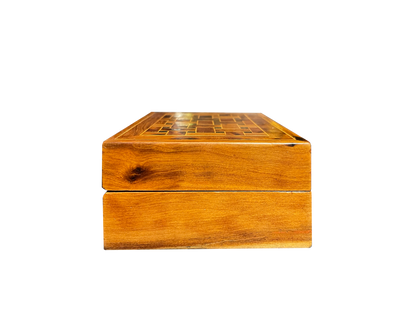 Small Walnut Box with Basket Weave Gold Inlay