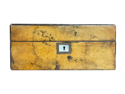 Large Antique Walnut Box with Mother of Pearl Rectangular Inlay