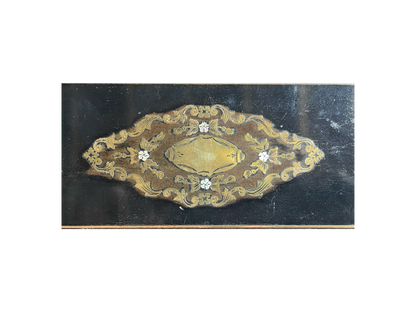 Medium Black Wooden Box with Mother of Pearl and Brass Details