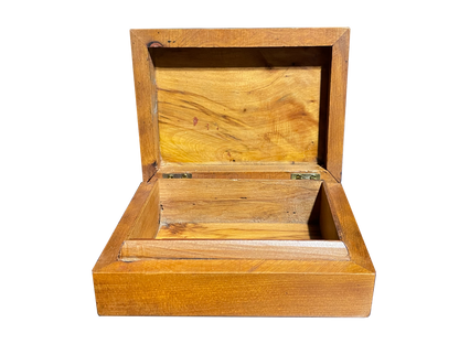 Small Walnut Box with Basket Weave Gold Inlay