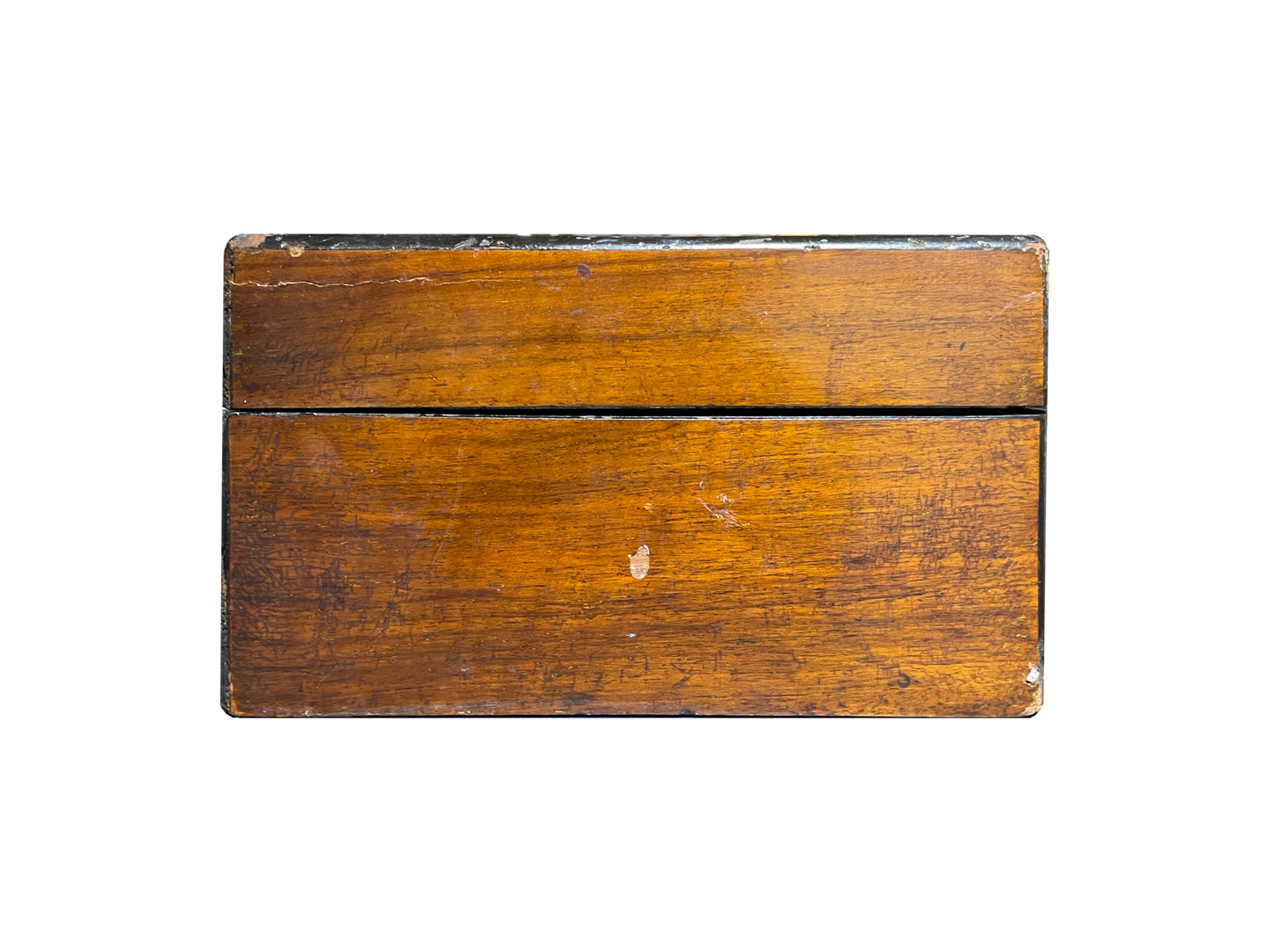 Large Antique Walnut Box with Mother of Pearl Rectangular Inlay