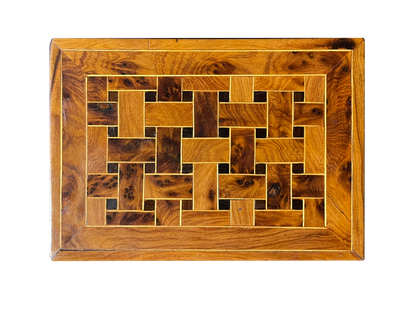 Small Walnut Box with Basket Weave Gold Inlay