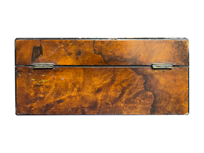 Large Antique Walnut Box with Mother of Pearl Rectangular Inlay