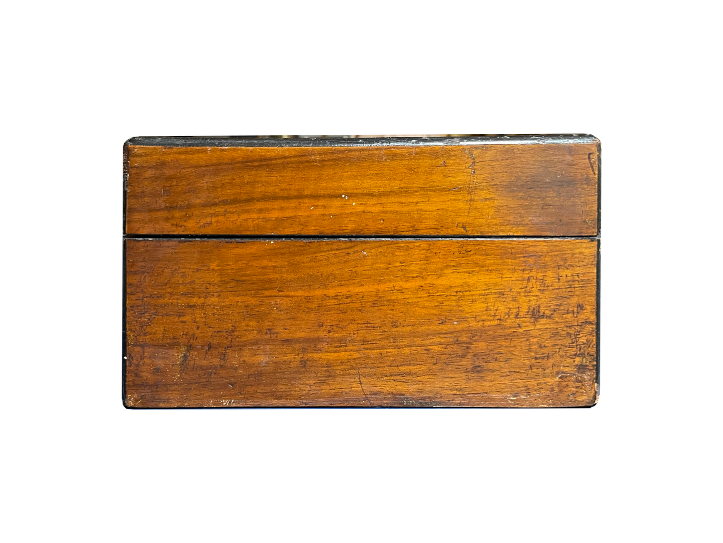 Large Antique Walnut Box with Mother of Pearl Rectangular Inlay