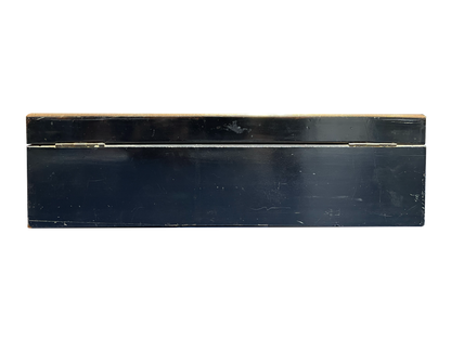 Medium Black Wooden Box with Mother of Pearl and Brass Details